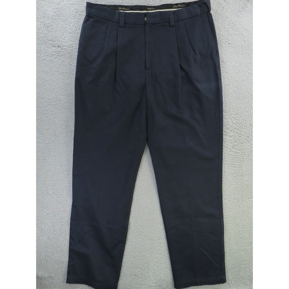 Oak Hill Pants Mens 40x32 Blue Chino Pleated Premium New